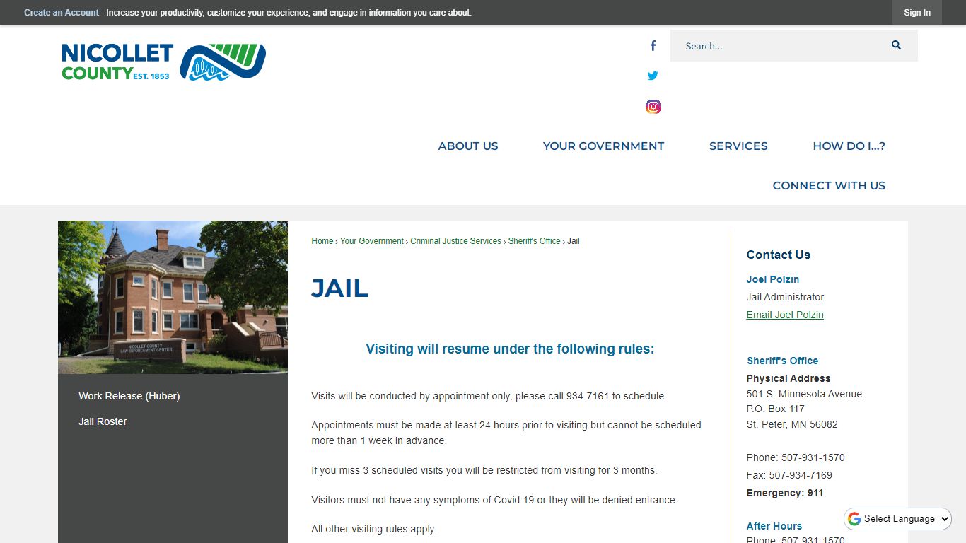 Jail | Nicollet County, MN - Official Website